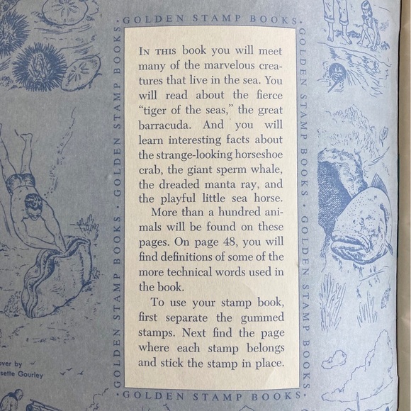 Vintage The Golden Stamp Book of Animals of the Sea 1974 Collectible Stamp Book - Picture 3 of 8